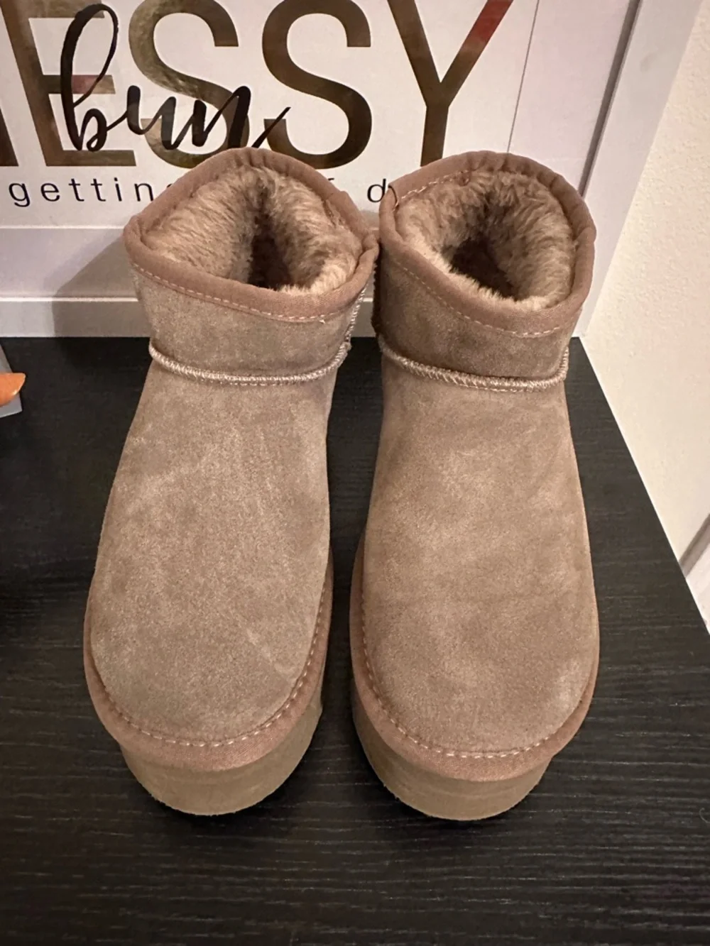 Taupe Platform Suede Ankle Booties - Women